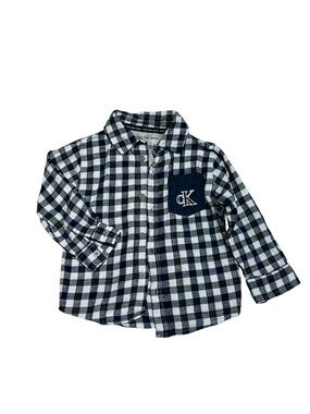 Calvin Klein Jeans Boys Navy & White Plaid Button-Down Shirt